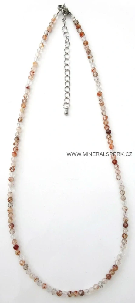 Elegantní náhrdelník z broušeného minerálu sagenit