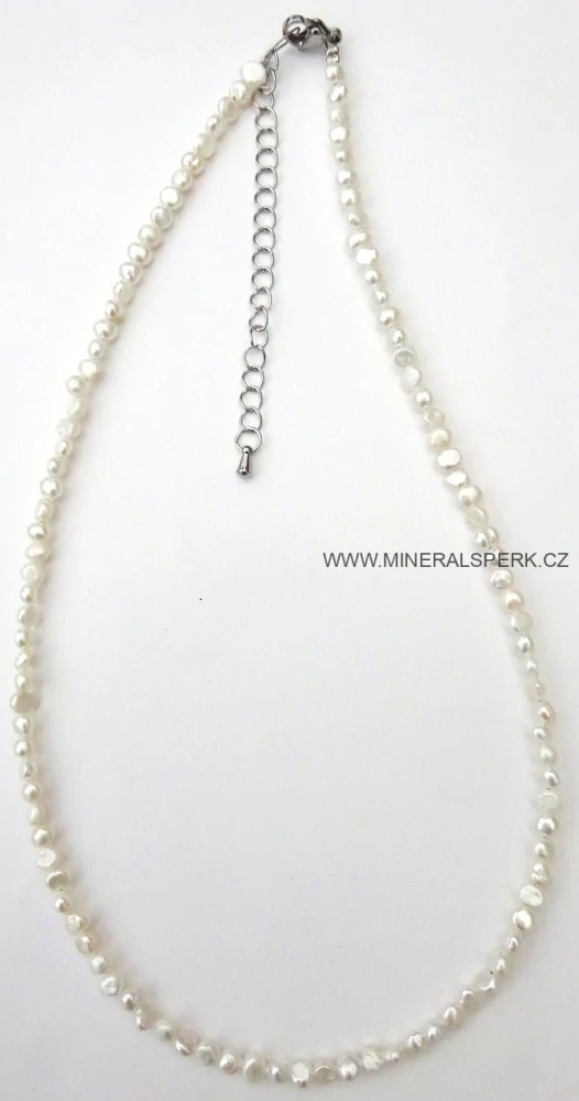 Elegantní náhrdelník - říční perly - bílá