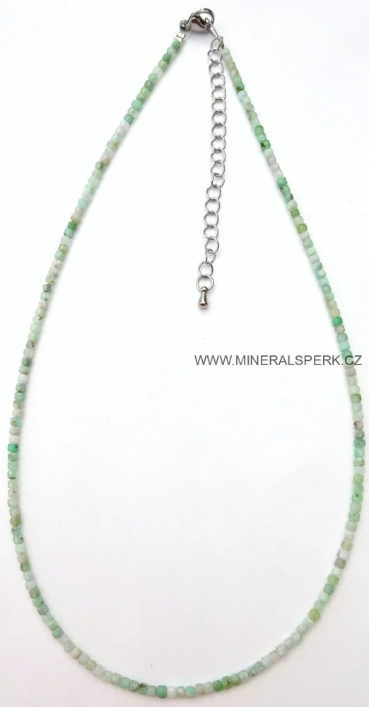 Elegantní náhrdelník z broušeného minerálu chryzopras