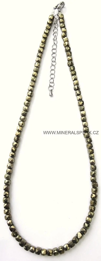 Elegantní náhrdelník z broušeného minerálu pyrit