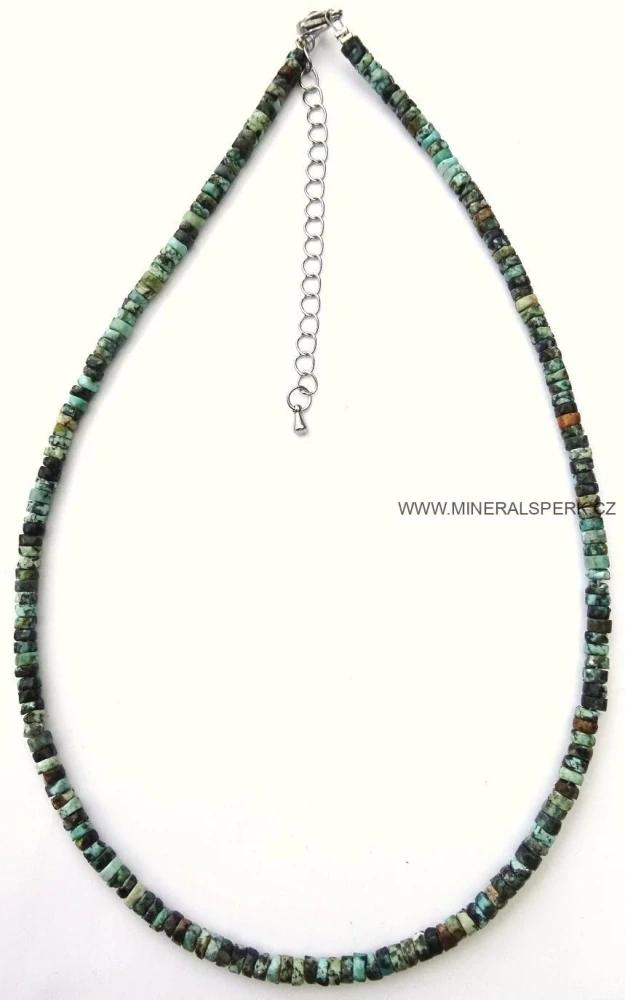 Elegantní náhrdelník z broušeného minerálu africký tyrkys