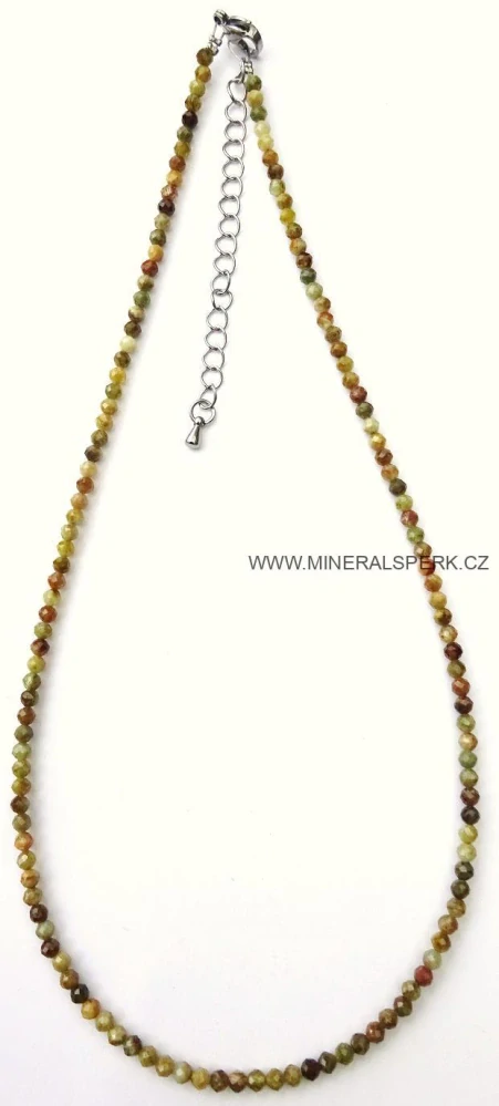Elegantní náhrdelník z broušeného minerálu granát - grosulár