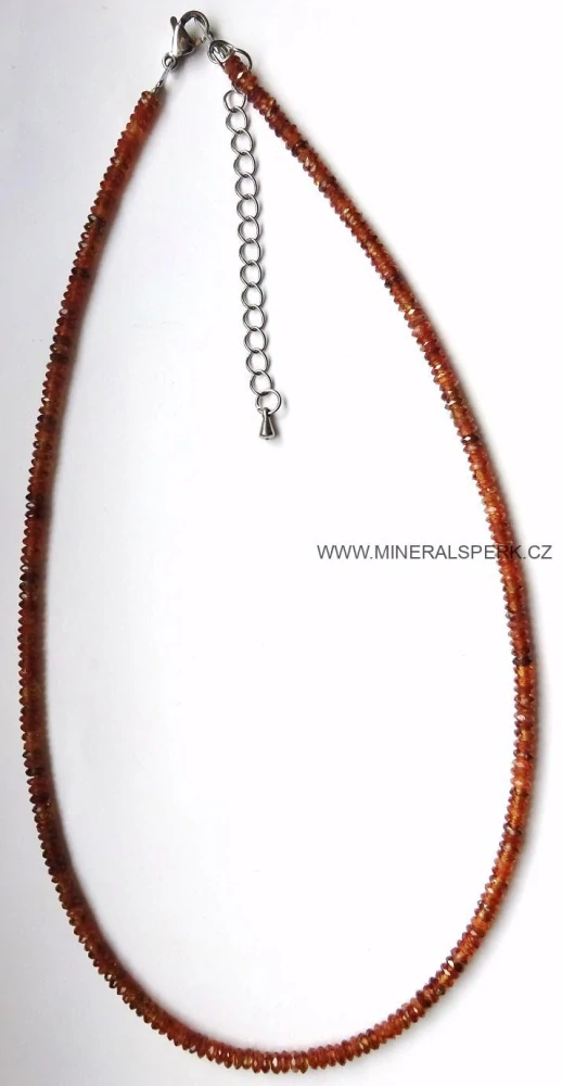 Elegantní náhrdelník z broušeného minerálu granát - spessartin