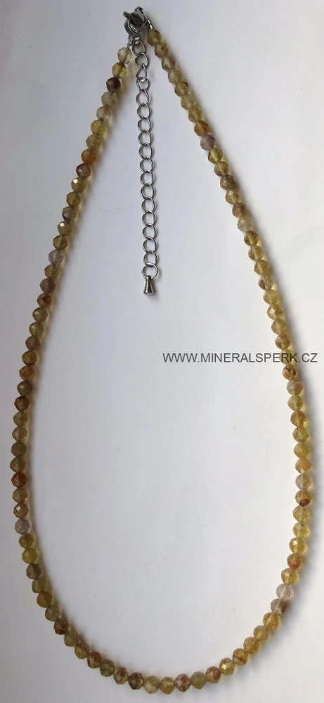 Elegantní náhrdelník z broušeného minerálu žlutý fluorit