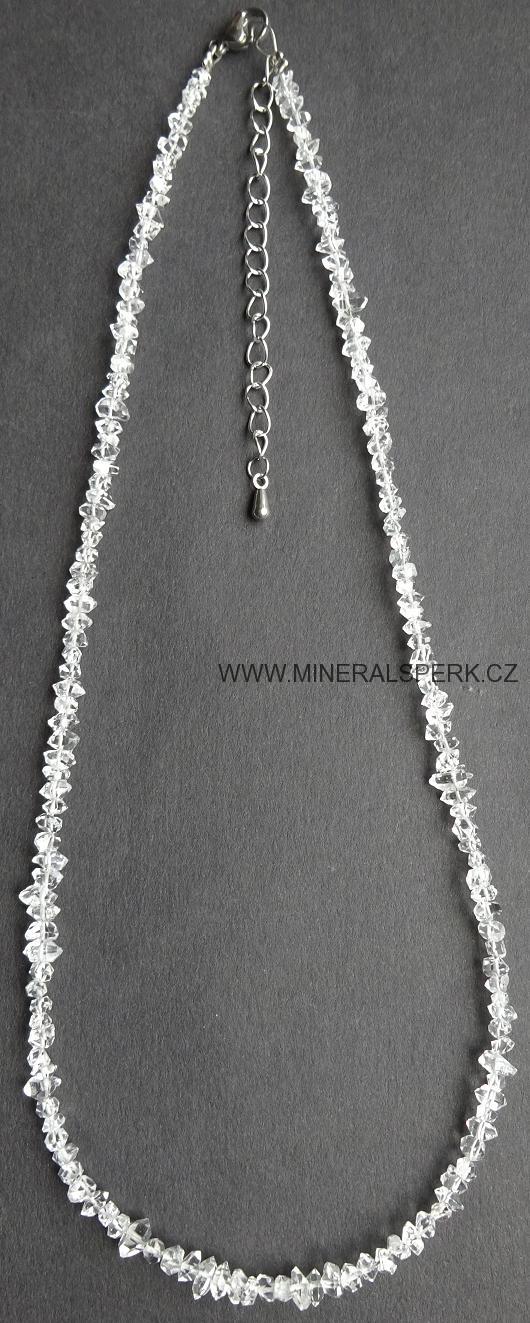Luxusní náhrdelník z přírodních krystalů minerálu Herkimer