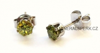 Elegantní náušnice z chirurgické oceli a zirkony - zelené - 3mm