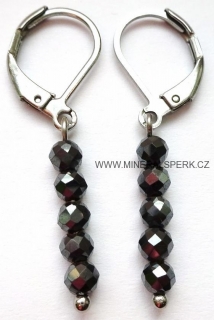 Elegantní náušnice z broušeného minerálu hematit - diamantový brus