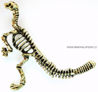 Elegantní brož - dinosaurus - zlatá
