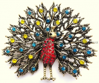 Elegantní brož - páv