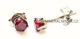 Elegantní náušnice z chirurgické oceli a zirkony - červené - 3mm