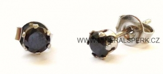 Elegantní náušnice z chirurgické oceli a zirkony - černé 4mm