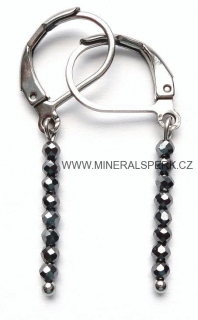 Elegantní náušnice z broušeného minerálu hematit - diamantový brus