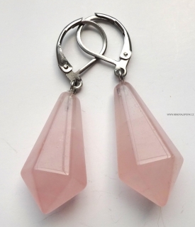Elegantní náušnice z broušeného minerálu růženín - krystal