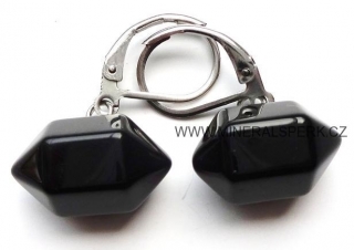 Elegantní náušnice z broušeného minerálu onyx - krystal
