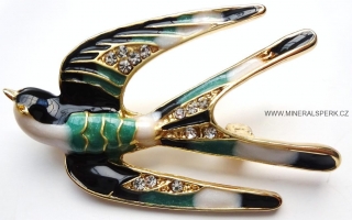 Elegantní brož - pták - vlaštovka