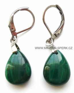 Elegantní náušnice z minerálu malachit