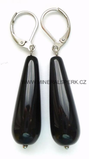 Elegantní náušnice z minerálu onyx - kapka