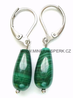 Elegantní náušnice z minerálu malachit