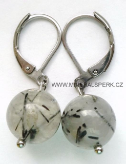 Elegantní náušnice z minerálu turmalín v křišťálu