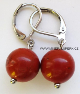 Elegantní náušnice z minerálu červený brekciový jaspis