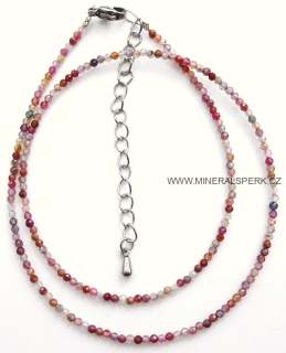 Elegantní náhrdelník z broušeného minerálu červený spinel
