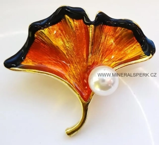 Elegantní brož - ginko biloba