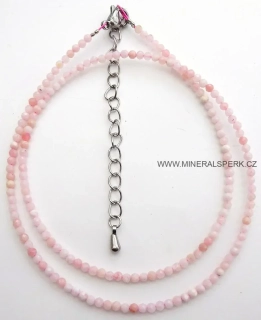 Elegantní náhrdelník z broušeného minerálu růžový opál
