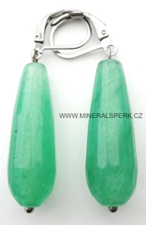Elegantní náušnice z minerálu zelený aventurín - kapka