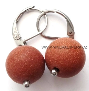 Elegantní náušnice z minerálu zlatý aventurín mat