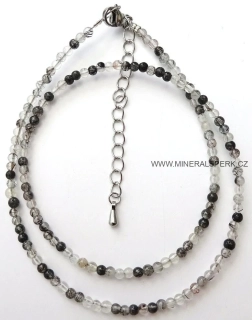 Elegantní náhrdelník z minerálu turmalín v křišťálu