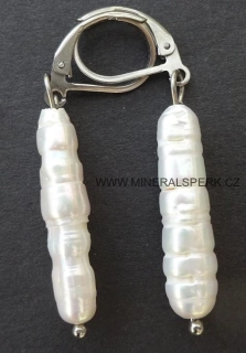 Elegantní náušnice - říční perla - bílá