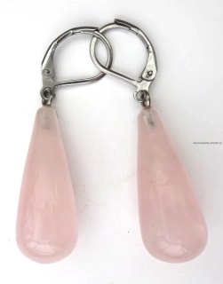 Elegantní náušnice z minerálu růženín - kapka