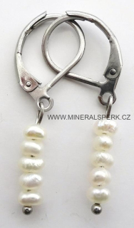 Elegantní náušnice - říční perla - bílá