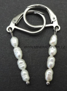 Elegantní náušnice - říční perla - bílá