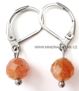 Elegantní náušnice z broušeného minerálu sluneční kámen