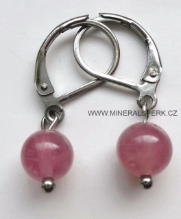 Elegantní náušnice z minerálu růženín - Madagaskar