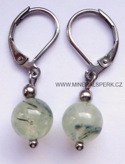 Elegantní náušnice z minerálu prehnit