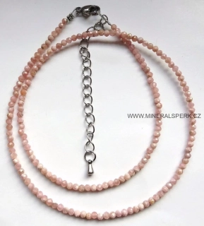 Elegantní náhrdelník z broušeného minerálu rodochrozit