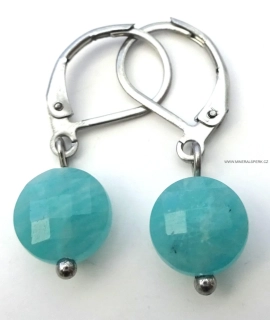 Elegantní náušnice z broušeného minerálu amazonit